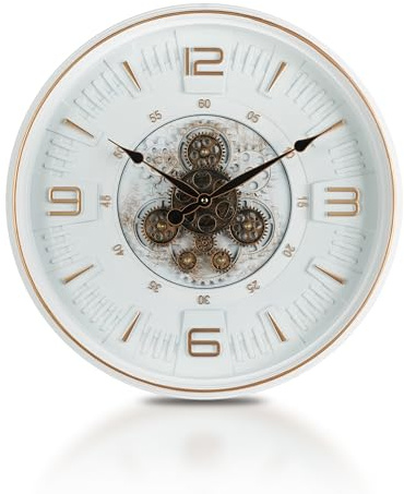 Mee 2ou Große Wanduhr mit Beweglichen Zahnrädern - 50cm Vintage Retro Steampunk Uhr im Industrie Stil - Dekorative Wanduhr für Wohnzimmer, Büro, Kamin oder Bauernhaus-Deko