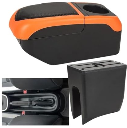 NANGAEBPPW Für Dacia Für Spring Für Dacia Für Spring Electric Auto Armlehnenbox Mittelkonsolenbox Internes Retrofit USB-Laden(Schwarz orange)