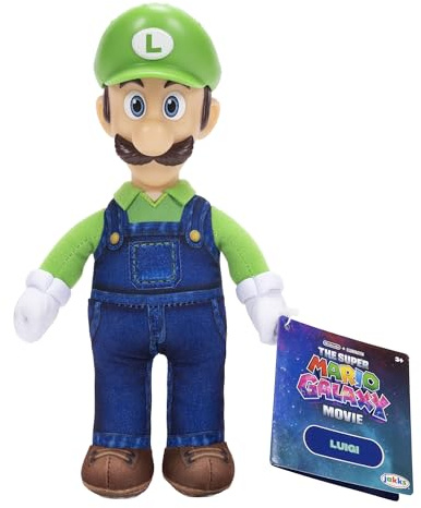 „Super Mario Galaxy“-Film: Luigi-Jumbo-Plüschtier, 23 cm, offiziell lizenziert von Jakks Pacific, Plüschtier mit geformtem Roto-Kopf, Super-Mario-Sammlerstück, ab 3 Jahren