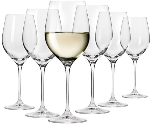 KROSNO Verres à Vin Blanc Lot de 6, 430 ml, Collection Harmony | Verre à vin rouge, rosé, chardonnay, cocktail, Verrerie élégants, Cristal sans plomb, Compatibles lave-vaisselle, Idée cadeau