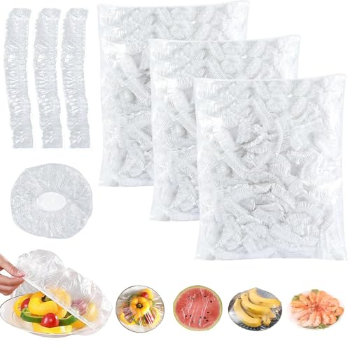 150 Stück Elastische Lebensmittelabdeckungen mit Gummizug - Wiederverwendbare PE-Frischhaltefolie für Küche, Kühlschrank, Grillen, Picknick & Party