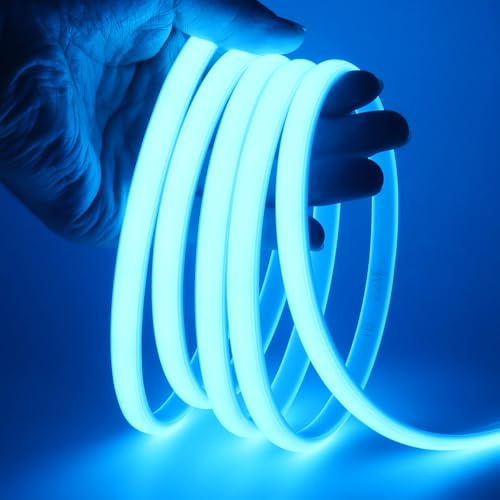 HEGEHE COB LED Streifen, 220V Neon LED Strip Hohe Dichte 288 LEDs/m, IP65 Wasserdicht Diffusion Flex LED Schlauch Lichtleisten, Alle 50cm Schneidbar, Direktanschluss (Eisblau, 15M)