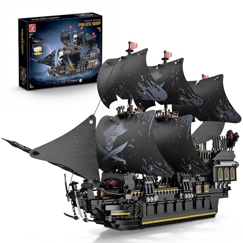 TYCOLE MOC Black Pearl Pirate Ship Toy Building Blocks for Kids Adults 8+ | With LED Lights Creative Boat Toy Model, Birthday Home Office Decor Gift for Girls Boys 2288 Pieces