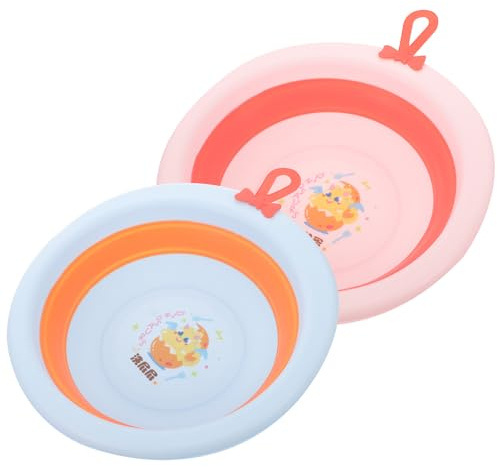 Bañera Ñiño Plegable para Recién Nacidos, Pequeña Lavabo, 2 Piezas | Pp, Portátil y Resistente, Estilo Dibujos Animados Adorable, para Camping y Hogar, Fácil de Limpiar Estilo Aleatorio