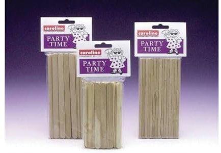 WOODEN STICKS CRAFTS LOLLY ICE TOFFEE POP CANDY T APPLE LOLLIPOP PARTY TIME (24, Lollysticks 15cm)