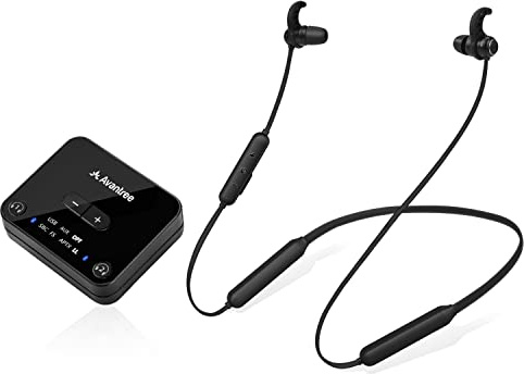 Avantree HT4186 Funkkopfhörer Kabellose Nackenbügel Kopfhörer für Fernseher TV, PC mit Bluetooth Transmitter (Optisch, RCA, AUX) Plug & Play, Keine Verzögerung, ideal für Senioren