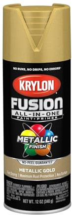Krylon Fusion - Pintura adhesiva en aerosol todo en uno para uso en interiores y exteriores, 12 onzas, color dorado