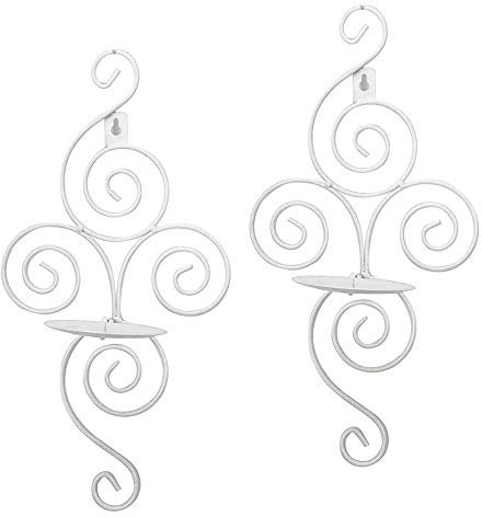 2 Stück Wandkerzenhalter Wandleuchter Vintage Metall Eisen Spirale Wand Kerzen Halter Leuchter Kerzenständer Kreative Deko für Wohnzimmer Hochzeits-Schlafzimmer-Dekor (Weiß)
