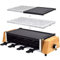 Syntrox Germany Chef-Grill_RAC-1200WB_Murten Raclette con 4 Antiadherente y Placa Natural (Piedra Caliente) para 8 Personas, Diseño de Madera