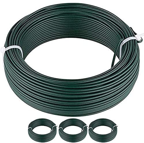 Amagabeli Garden Home 2.4MM X 50M X 4PCS Rollo de Alambre Recubierto Alambre de Jardín Esgrima Alambre Inoxidable de PVC Verde para Reparación Malla Uso de Construcción Jardín Plantas DA102