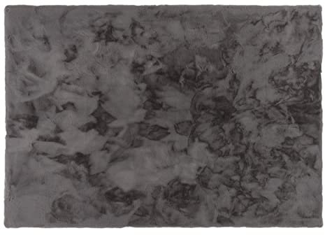 Schöner Wohnen Kollektion Hochwertiger Kunstfell Teppich flauschig - Teppich Wohnzimmer - Hochflorteppich Lammfell Schaffell - Dekofell rechteckig grau 80 x 150 cm