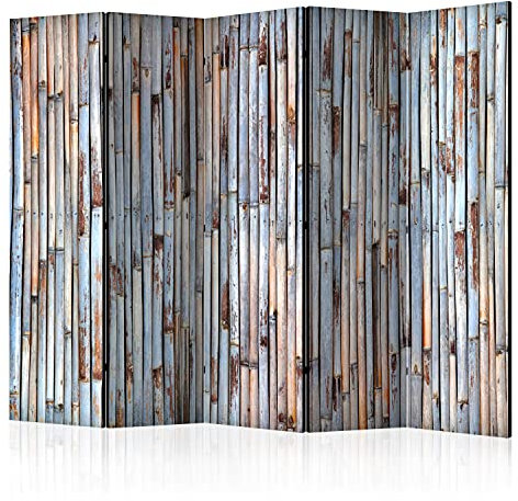 murando - Paravent Raumteiler Innen Holz 225x172 cm 5-teilig Einseitig Raumtrenner Trennwand Holz Room Divider Sichtschutz Spanische Wand Raum Abtrennung Holzoptik Wood Bretter blau f-C-0062-z-c