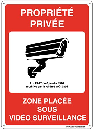 AUA SIGNALETIQUE - Panneau Prépercé (4 Trous) avec Angles arrondis - (350x490 mm, Propriété Privée Vidéo 2)