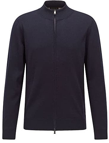 BOSS Herren Balonso Strick-Cardigan aus Schurwolle mit Reißverschluss Dunkelblau XL