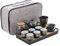 fanquare Japanisches Kung Fu Tee Set mit Reisetasche, Schwarz Teekanne Teetassen Set mit Gold Blumen Muster, Teeservice Set aus Keramik, Teekanne und 6 Tassen