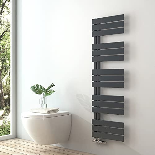 S'AFIELINA Design Badheizkörper Handtuchheizkörper Anthrazit Flach Paneel Seitenanschlusss 1320x400mm Heizkörper für Bad Handtuchtrockner 598 Watt