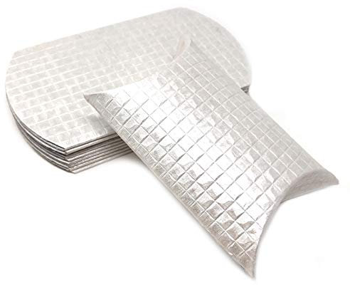 10 Stück kleine Pillow Boxen in Weiß 11,5 x 7,5cm Kissenschachtel Faltschachtel Geschenkbox aus veredelter Pappe, Geschenkschachtel mit erhabenem, quadratischem Muster