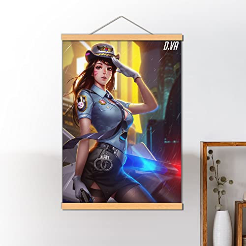 SB little D.Va Overwatch Anime Girls Hanging Poster Video Game Scroll Art Print Canvas Home Wall Decor (50 x 71 cm) (D)