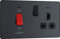 BG PCDMG70B Interrupteur de cuisinière électrique avec prise et LED, prise de commande, double pôle, plaque avant sans vis, Evolve, gris mat, 45 A