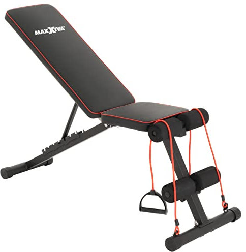 Fitnessbank Hantelbank klappbar Multifunktion Training Bauchtrainer Schrägbank mit 7-fach verstellbarer Rückenlehne, mit Expander Belastung 300kg, Sit Up