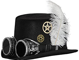 Funidelia | Steampunk Hut und Brille für Herren und Damen Western, Film und Serien - Zubehör für Erwachsene, Zubehör für Kostüm - Braun