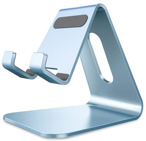 Lucrave Cell Phone Stand, Cradle, Holder,Aluminum Desktop Stand Compatible with Switch, All Smart Phone, iPhone 15 14 13 12 Pro Max Pro Xs Max Se 8 7 Plus SE-Sierra Blue