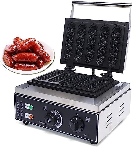 Hot Dog Machines Commercial Sausage Maker,Nonstick 6 Grid Grilled Hot Dog Stick Machine, 1500W Hot Dog Waffles Snack Equipment for Commercial Or Home Use