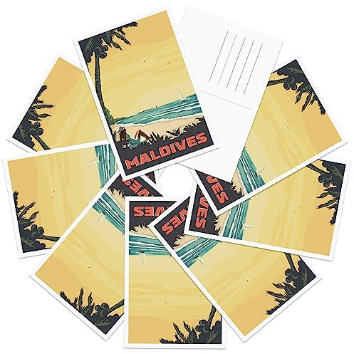 gaeaverse Addu City Malediven Landschaft Postkarten Vintage Postkarten 9 Stück/Set Weltstädte Grußkarten für Business Welt Reise Landschaft Postkarte Dekor Geschenk
