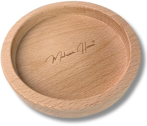 Mahewa® Holz-Halter für Glasuntersetzer - passend zu Allen Mahewa-Glasuntersetzern aus Kunstleder (Rund, Holz (Natur))