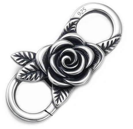 My-Bead Doppelkarabiner 925 Sterling Silber Premium Karabiner – Schmuckverschluss Rose XXL 20mm – Armband & Halskette DIY