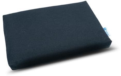 Yogan Kopfkissen/Kopfpolster (2,5 cm) für Yoga/Pilates, Außenbezug aus Bio-Baumwolle (abnehmbar und waschbar), Innenbezug mit recycelter Faserfüllung, 30 cm x 20 cm x 2,5 cm (anthrazit)