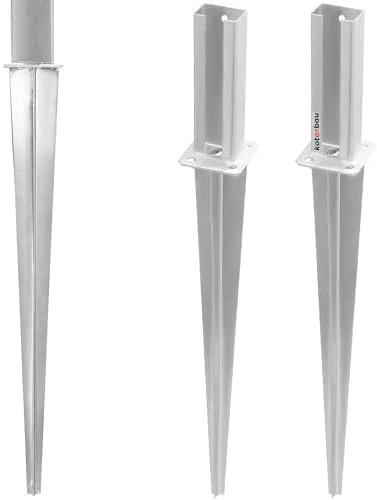 KOTARBAU® 2er Set Pfostenträger für Zaunpfosten 60x40 mm Feuerverzintkt Stahl Einschlaghülse Bodenhülse Doppelstabmattenzaun für Pfosten 60x40 mm Einschlaghülsen Einschlagbodenhülse Pfostenschuhe