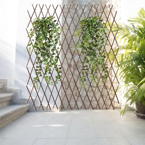 Enrejado Expandible De Madera para Jardín, Celosía para Enredaderas, Pared De Red para Plantas Trepadoras, Valla De Soporte