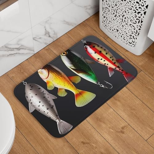 Doormat 16 x 24 Non-Slip Front Doormats Various Type of Fishing Baits Welcome Mats Door Mat for Bathroom Entryway Mats Rectangular Outdoor Decoration Mat for Outdoor Indoor Patio