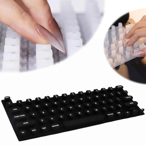 VASTFLY Keyboard Film for Nail Art | Full-Size Laptop Keyboard Cover for MacBook, Silicone Raised Keyboard Protective Cover for Long Nails, Heart Pattern, Black