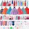 Ensemble cadeau de 58 vêtements de poupée pour poupée et Barbie de 29,2 cm : 2 robes de mariée, 6 robes tendance, 2 tenues décontractées, 3 maillots de bain, 10 paires de chaussures, 21 accessoires de
