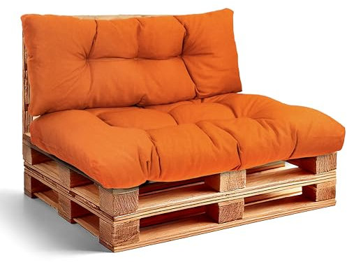 PFM HOME Palettenkissen Outdoor-Kissen für Palettensofa Palettenmöbel Europaletten - Gartenkissen - 1 x Rückenkissen 120 x 40 cm + 1 x Sitzkissen 120 x 80 cm - Orange