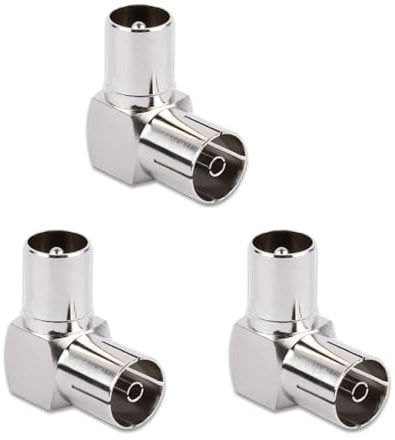 3 Pcs TV PAL Male to Female Adapter, TV Aerial Coaxial Adaptor Right Angle, 90 Degree RF Coax Connector Compatible with Antenna, Satellite Cables, Cable, Perfect for Tight Spaces Behind Cabinets