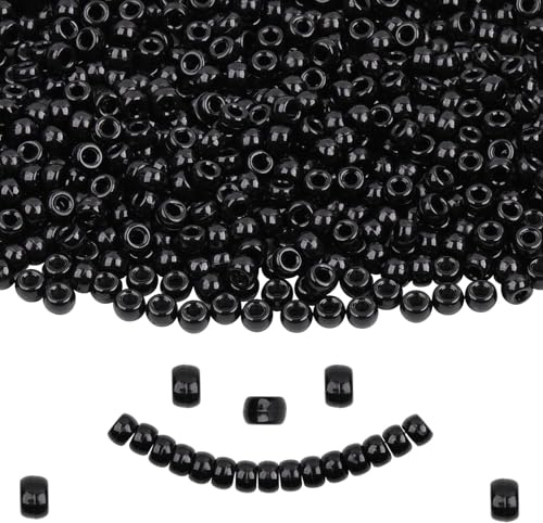UCLEVER 1000 Stück Schwarz Pony Perlen mit Zum Auffädeln Große Loch 6x9mm Kandi Beads Bastelperlen für Armbänder Halsketten Schlüsselanhänger Schmuckherstellung Basteln (Schwarz)