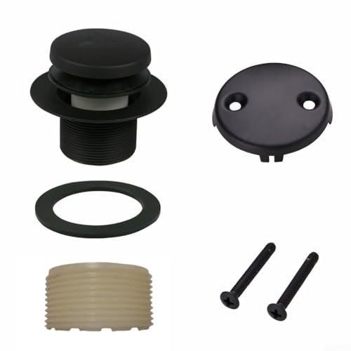 Badewannen-Ablaufverkleidungs-Set, mattschwarz, Badewannen-Ab- und Überlauf-Set, Push-to-Open Close Badewannenablauf für 3,5 cm bis 3,8 cm