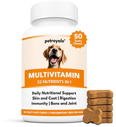 Petroyale 22 in 1 Dog Multivitamin Chews - Taurine Dog Multivitamin & Taurine Supplements for Dog - Dog Vitamins & Supplements for Joints, Skin, Coat & Immunity - Daily Multivitamin - 50 Soft Chews