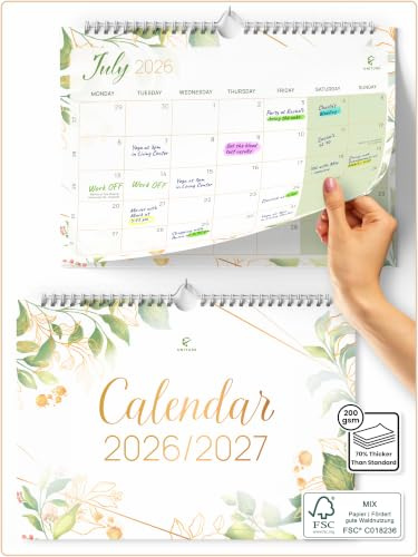 Greenery Wall Calendar 2026 2027 UK - 2026 2027 Month to View - Jul 26 to Dec 27 (18 months) - Family Calendar - Easy & Efficient Planning - Organizer 26/27 UK Family Planner