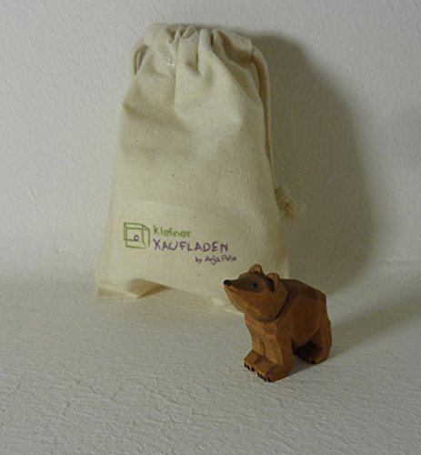 Lotte Sievers-Hahn Bär klein schnuppernd 4,0 cm mit Baumwollbeutel Krippenfigur