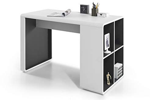 Robas Lund Schreibtisch Weiß Matt Anthrazit Computertisch Bürotisch, Tadeo BxHxT 119 x 76 x 59 cm