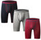 Nuofengkudu Uomo 3 Pack Lunghi Boxer Aderenti Cotone Elastiche Sport Boxershort Mutande Intimo Rigonfiamento Traspiranti Underwear Hipster Viaggio Pantaloncini Regalo Rosso/Grau/Blu M