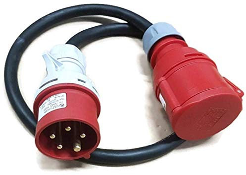Naka24 223201 CEE Starkstrom Adapter Stecker und Steckdose 16A auf 32A mit Phasenwender, 1000x80x100