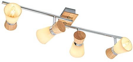 Lindby Deckenlampe Glas, Metall Holz Deckenstrahler schwenkbar & drehbar 4x E14 max. 40W ohne Leuchtmittel Deckenspot Spot Strahler