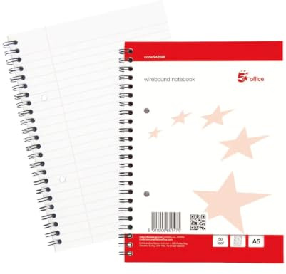 5 Star A5 Lined Notebook Writing Pad (10 Pack) White Notebooks 50 Sheets Rule Note Pad