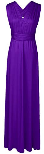 IMEKIS Damen Elegant Abendkleid Multiway V-Ausschnitt Schulterfrei Partykleid Ärmellos Neckholder Maxikleid Rückenfrei Sommerkleid Festlich Cocktailkleid Brautjungfer Hochzeit Ballkleid Lila L