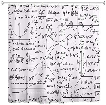 A.Monamour Duschvorhang Handgeschriebene Mathematische Muster Mit Geometrischen Figuren Und Formeln Hintergrund Für Mathematikliebhaber Wasserdicht Stoff Polyester Duschvorhang Mit Haken 180x200cm